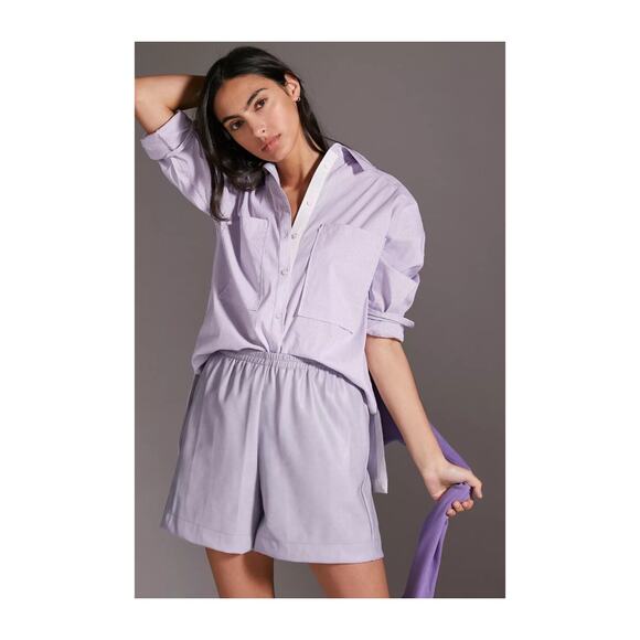 Anthropologie Pants - NEW AVEC LES FILLES Lavender Faux Leather Shorts Size Medium